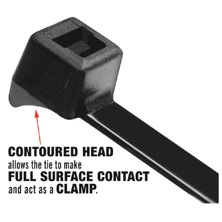 Us Cable Ties Cable Tie, 4 in., Clamp Head, UV Black Nylon, 1000PK CH4B1000